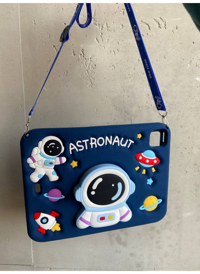 Cartoon 3D Silicon Handle Stand Cover For iPad Pro 11-Inch M4 2024 (5th Generation), iPad 11 Pro Case 2022/2021/2020/2018 (3rd 2nd 4th Gen) Funda Case (With Rope) (Space Pop) - Image 2